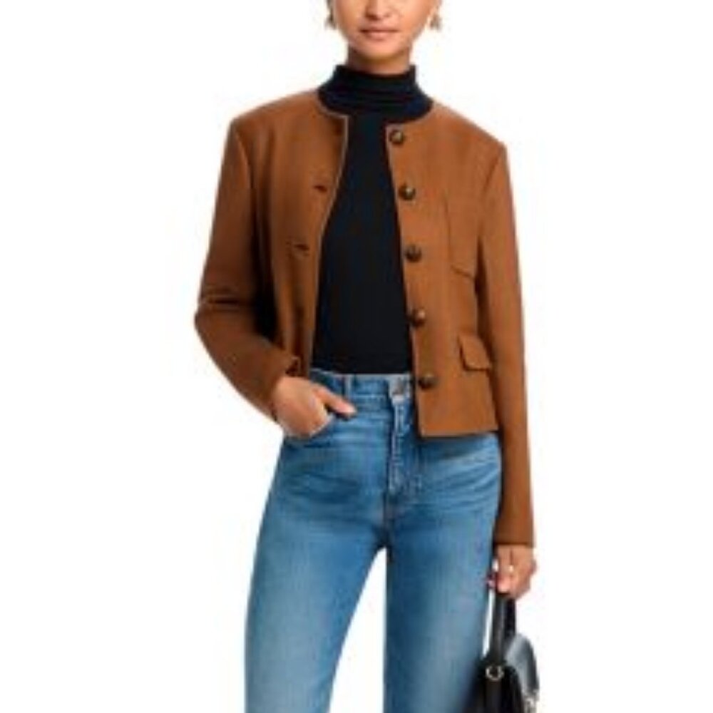 Veronica Beard Brown Collarless Button Jacket